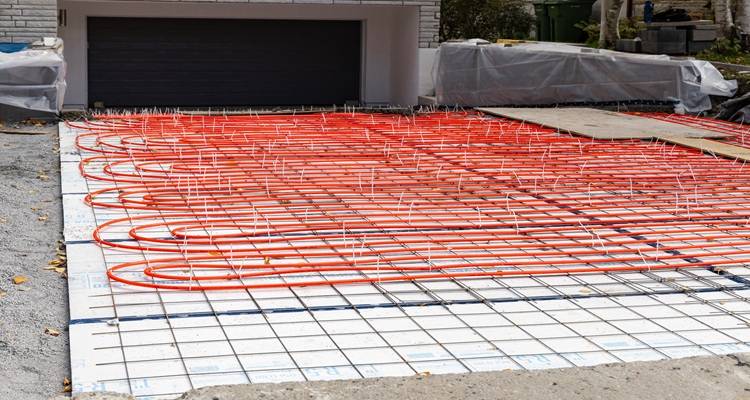 red pipes heated driveway