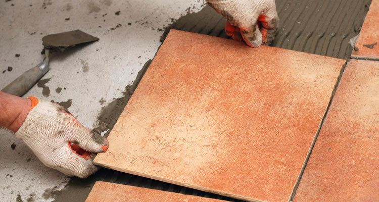 square ceramic tile installation