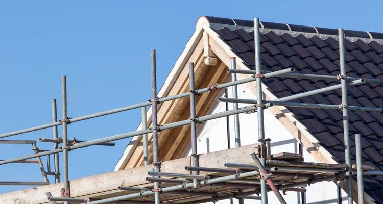 scaffolding around house