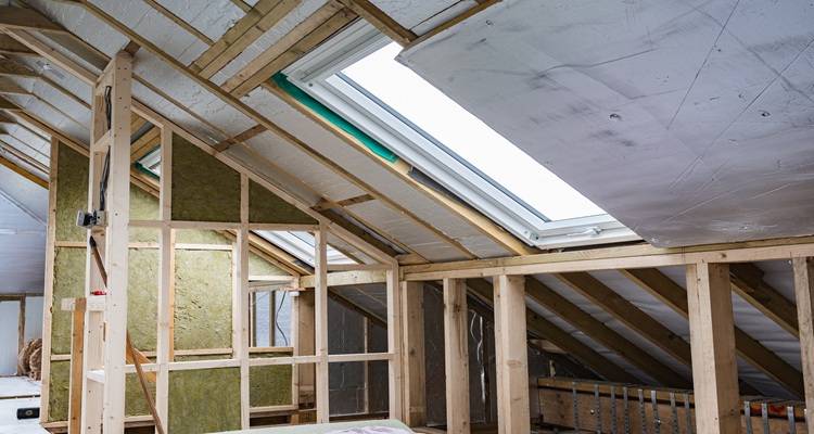 interior of loft conversion unfinished