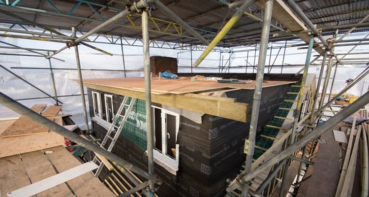 scaffolding dormer being built
